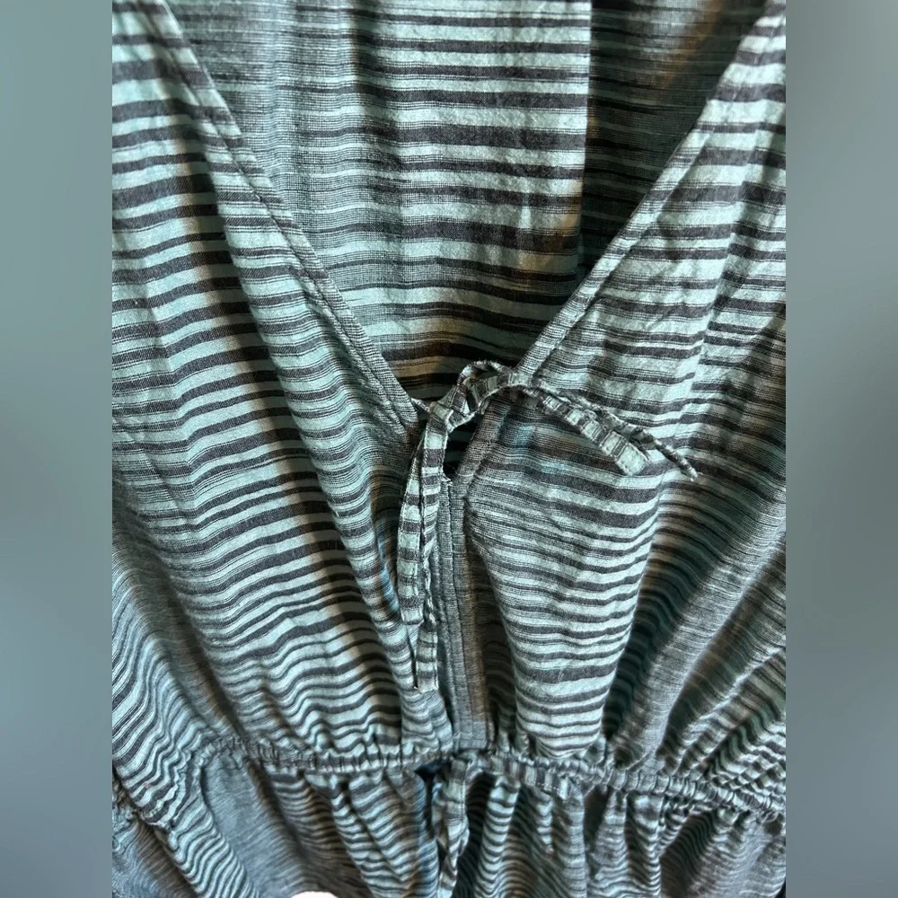 ULLA JOHNSON Ophelia Gathered Striped Cotton-Voile Peplum Blouse